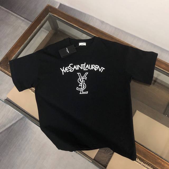 p100 YSL Summer New Crew Neck Short Sleeve T-Shirt! High-end pure cotton fabric,
