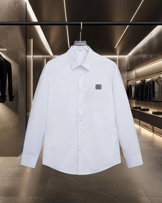 170 Valetino*华伦天奴 爆款来袭 经典款胸前字母Logo刺绣长袖衬衫 2026Ss官网新款长袖 衬衫 衬衣，精美刺绣Logo 高端版本，专柜定制面料