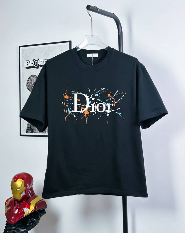 p90 Style No. Mk80 26Ss Dior Colorful Graffiti Splatter Logo Letter Short-Sleeve