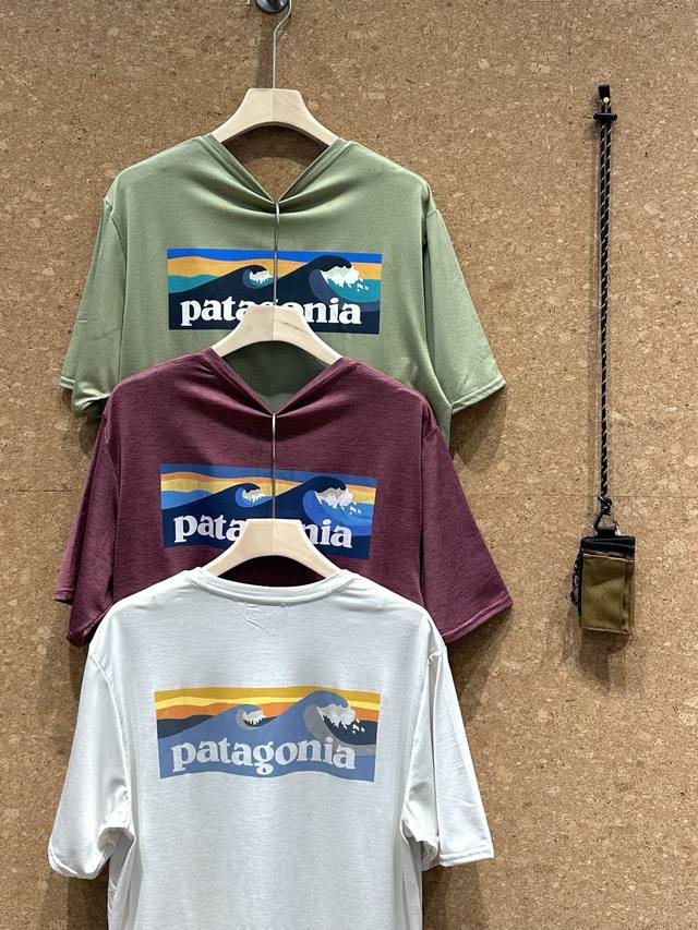 130 patagonia Capilene Cool C1 速干山脉短袖 巴塔山脉户外常青系列 后背标志性山脉图案 1-Heiqpure 除菌防臭工艺 面