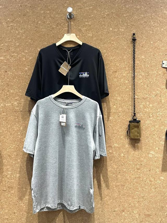 新款现货 130patagonia Capilene Cool C1 速干山脉短袖 巴塔山脉户外常青系列 后背标志性山脉图案 1-Heiqpure 除菌防