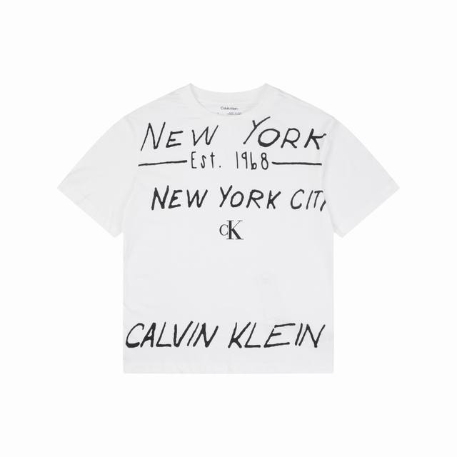 p80 Calvin Klein New York Graffiti Letter Print Short-Sleeve T-Shirt . Made of 2
