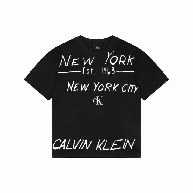 p80 Calvin Klein New York Graffiti Letter Print Short-Sleeve T-Shirt. Made with
