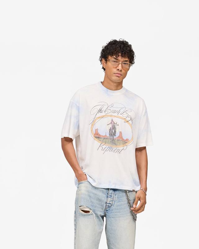 G9865#p90 Represent The Beach Boys联名扎染短袖 美式复古西部骑士做旧T恤 面料：300克双纱 尺码：S-M-L-Xl
