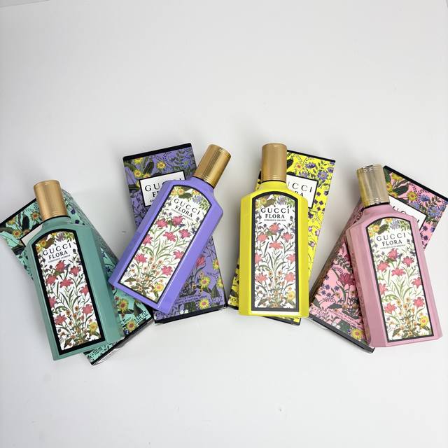 120原单品质 Gucci绮梦系列香氛四款 绿瓶：绮梦茉莉 紫瓶：绮梦木兰 粉瓶：绮梦栀子 黄瓶：绮梦香草兰