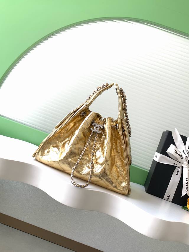 p1370 25Bag Leather Hip Hop Bag Chanel Hobo Shoulder Bag, Small Size, Vintage Si