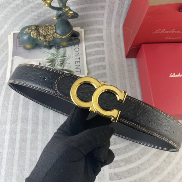 p310 菲拉格慕 特种皮腰带系列 ，原厂五金精品不锈钢扣，手感柔软舒适 宽3.8Cm。