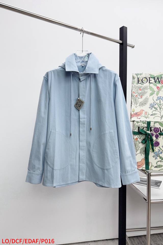 p360 Lo Loewe 2025Fw Early Autumn New Arrival Cotton Embroidered Hooded Jacket.