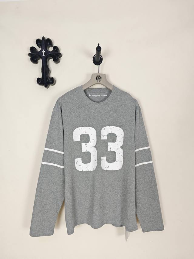 p170 ［顶级版本］ Chrome Hearts 33号爆裂马蹄长袖 面料采用220G全棉材质 微磨毛处理 爆裂纹路工艺印花 洗水唛银线防伪 丝带印
