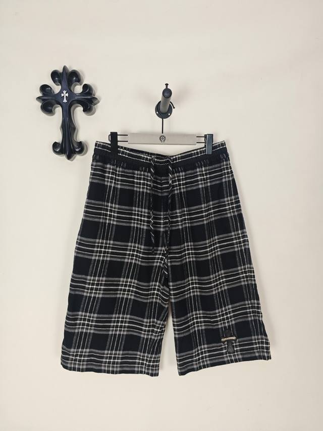 p210 ［顶级版本］ Chrome Hearts 26Ss 法兰绒格纹7分裤 定制纯棉格纹磨毛法兰绒面料 前后幅左右中线全部格纹对位 包括门襟口袋也做到对