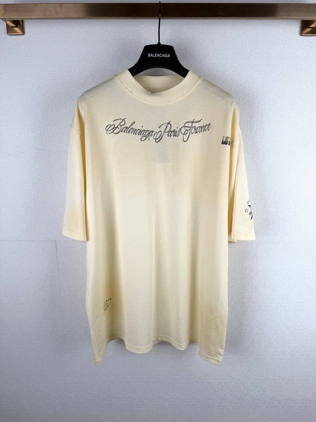 p190 Balenciaga 26Fw Classic Ink Jacquard Crew Neck Short Sleeve T-Shirt Authent