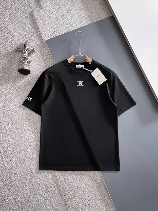 p160 Celine 2026 Spring/Summer New Arrival - Crew Neck Mercerized Cotton Short-S