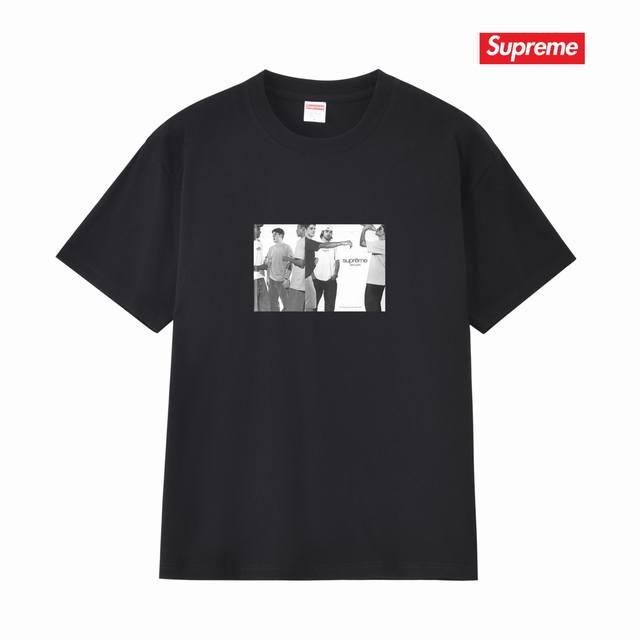 S394 p100 Supreme 19Ss Classic Ad Hooded Store Old Photo Box Logo Short-sleeved
