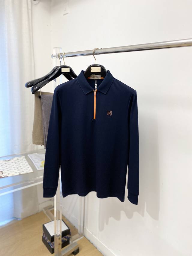 Hermes, 2026 new long-sleeved shirt, stylish and chic, featuring an embossed log