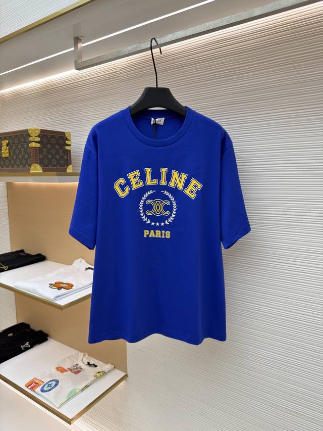200 Celine Round Neck Short-Sleeve T-Shirt with Big Barley Circle Item No.: 1685