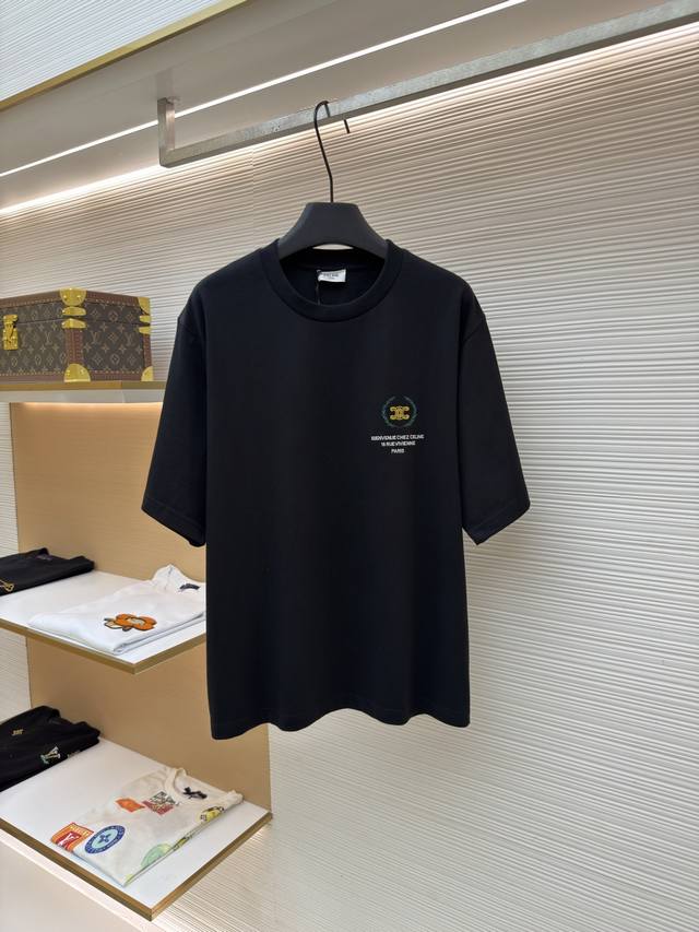 200 Celine Wheat Circle Crew Neck Short-Sleeve T-Shirt Original: Purchased from