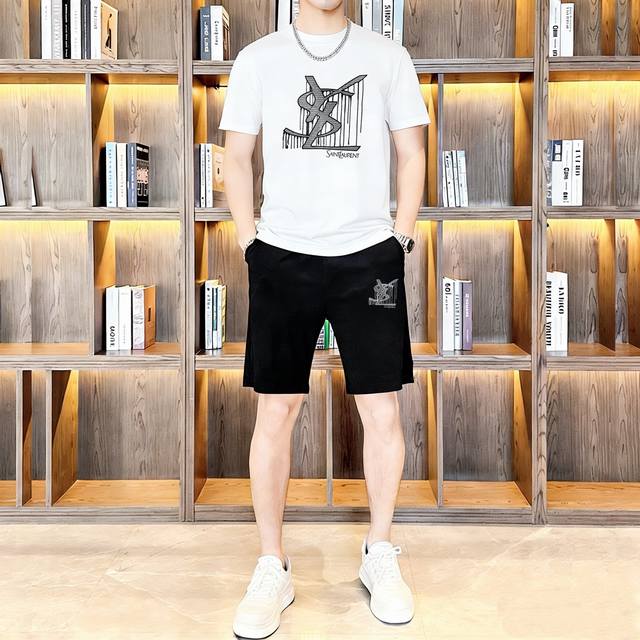(Straight p160) Brand: Saint Laurent 2026 New Men's Short-Sleeve and Shorts Set!