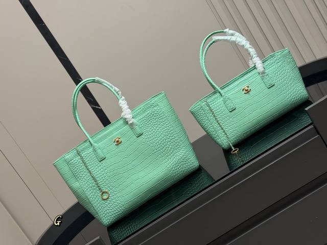 ?490 ?400 Chanel 26S Spring/Summer Collection Mint Green Crocodile-Emboss Tote B