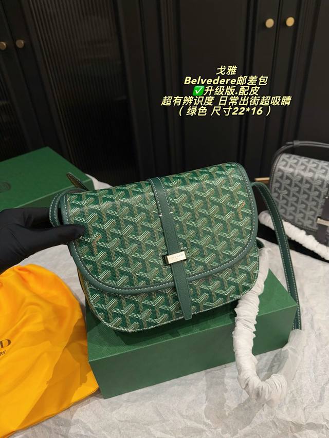 Upgraded version. Leather p270 with folding box, size 22*16. Goyard Saddle Messe