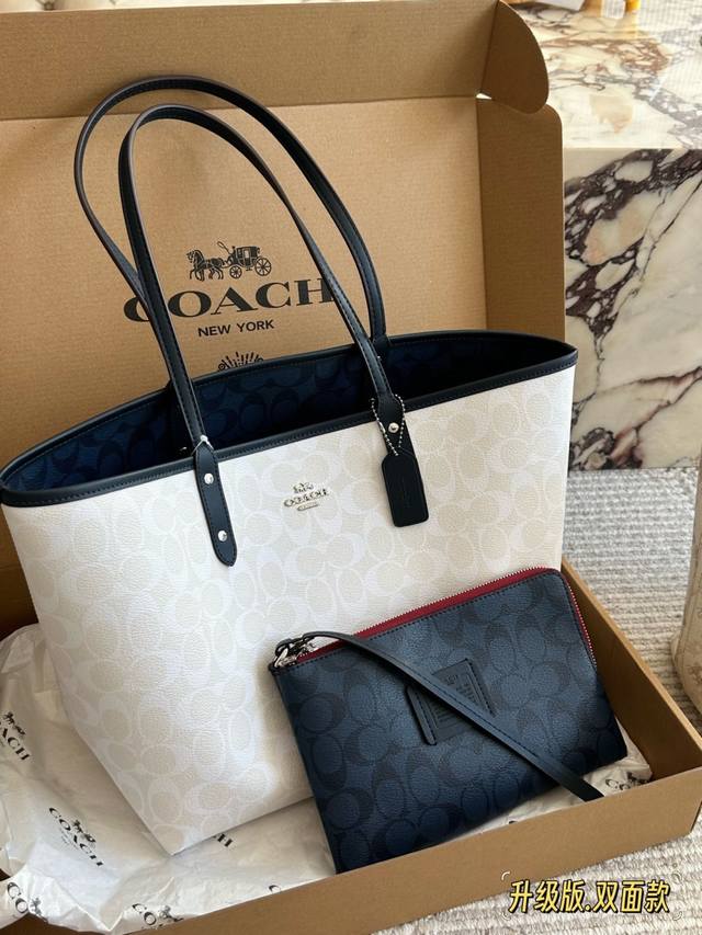 配盒￥p170 Size：35*27Cm Coach 家 经典双面City托特包 经典Logo购物袋Tote包 大爆款 分分钟断货！ 正反两面都好看！