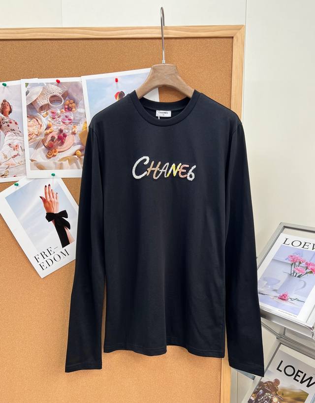 p190 Chanel 2026 Spring/Summer Colorful Pearl Embroidered Long-Sleeve T-Shirt. M p190 Chanel 2026 Spring/Summer Colorful Pearl Embroidered Long-Sleeve T-Shirt. M