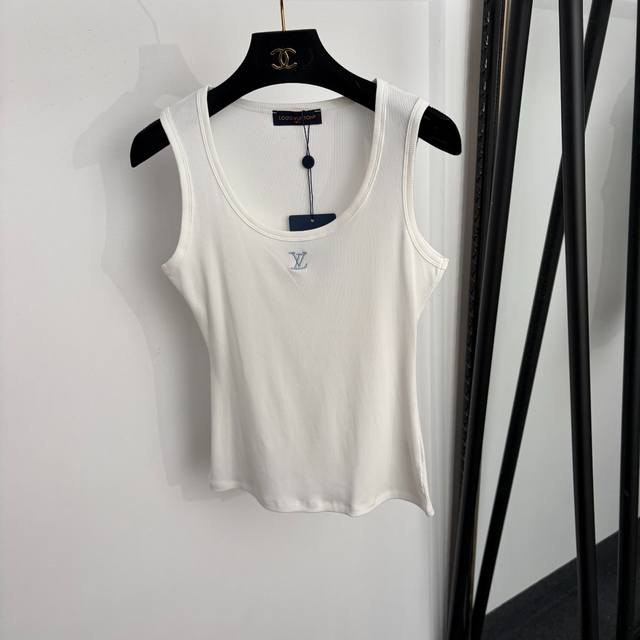 p120 Style No. 20265337 Lv* New Logo Embroidered Letter Pure Cotton Vest, White,