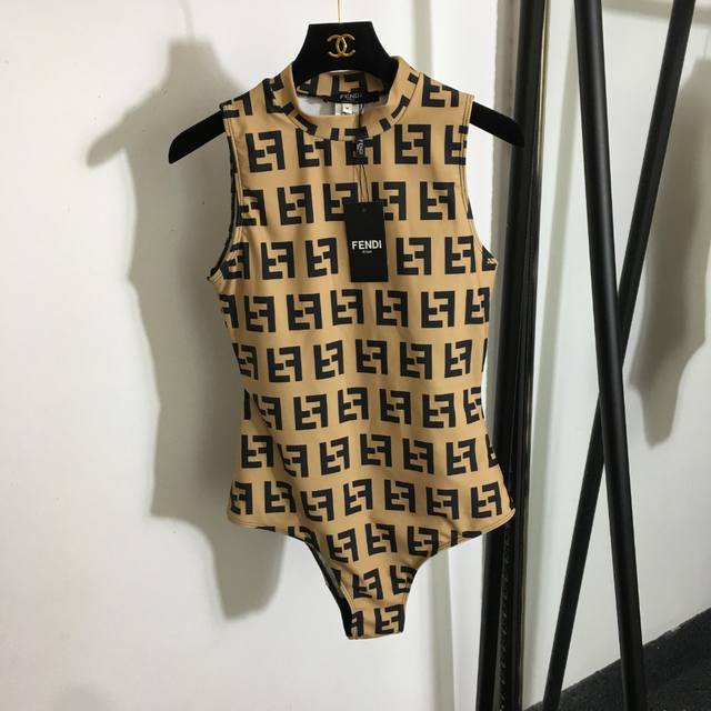 p160 Style No. 20220846 Fend* New Double F Letter Print Sleeveless One-Piece Swi