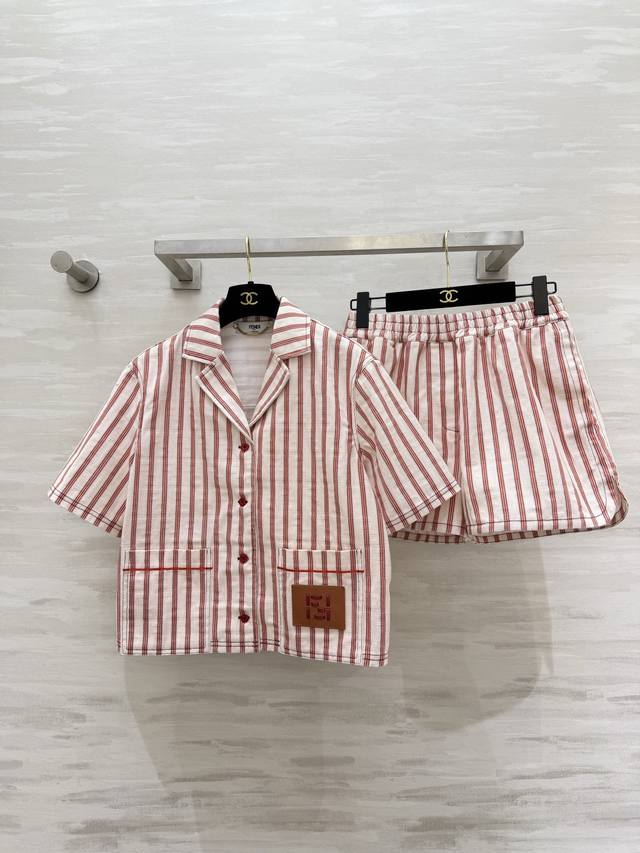 p360-p330Fend2 Red and White Striped Set | Summer Relaxed Style Retro Collared S