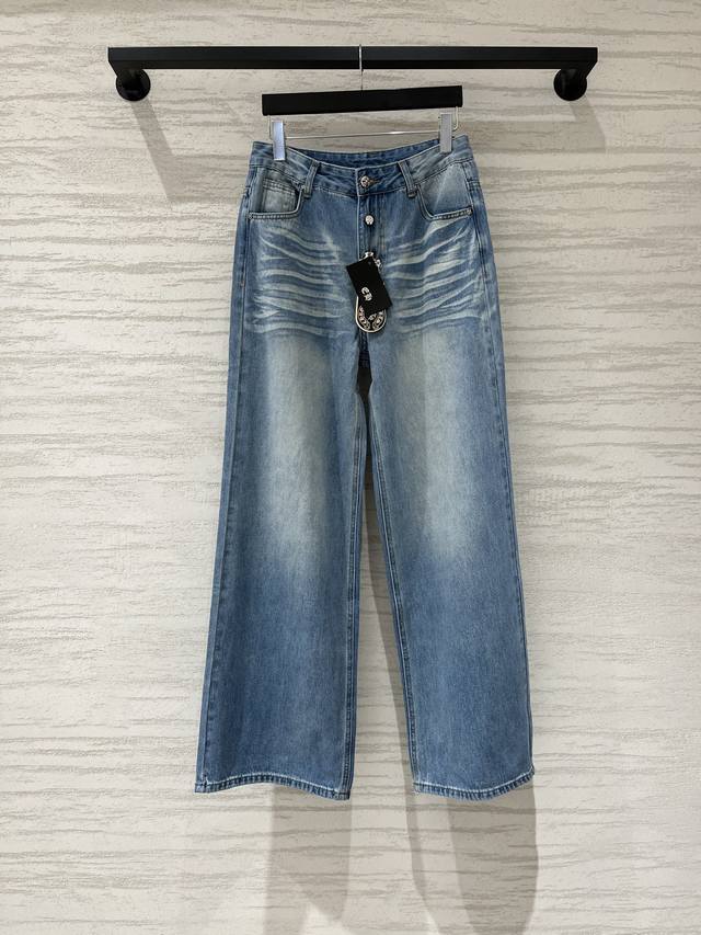 p290Ch Chrome Hearts Summer New Arrival Straight Leg Jeans with Embroidered Logo