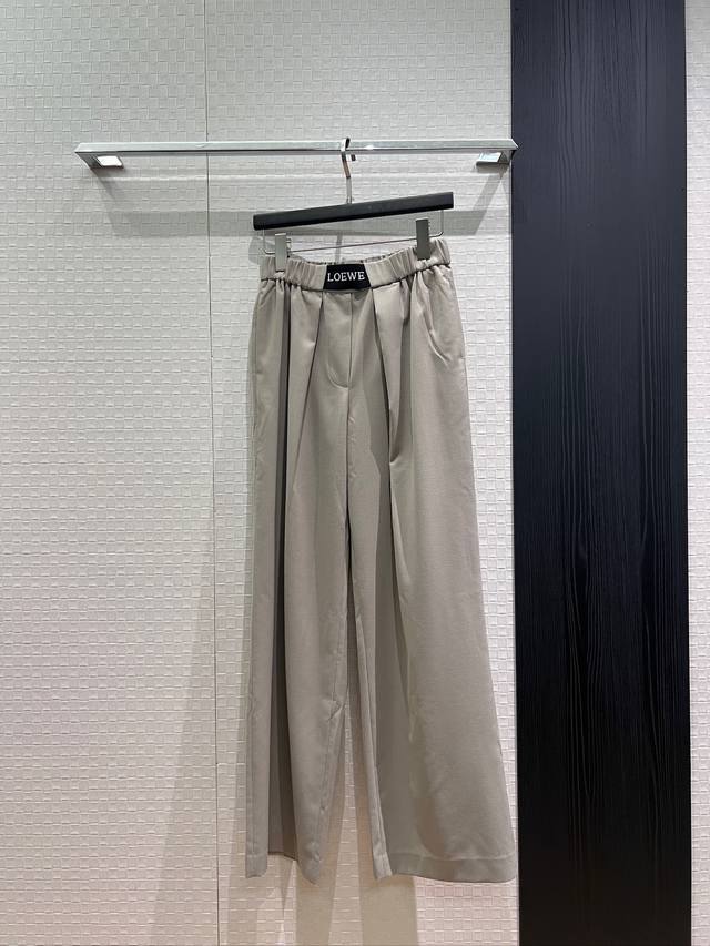 p330 New Loewe Jacquard Logo Elastic Band Casual Trousers Wide Leg Pants Minimal