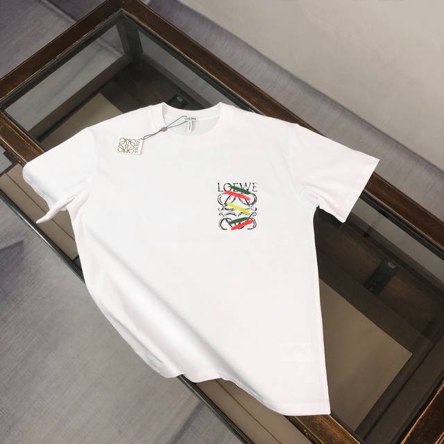 p180 Loe*We Loewe's latest couple's T-shirt with front and back print, round nec