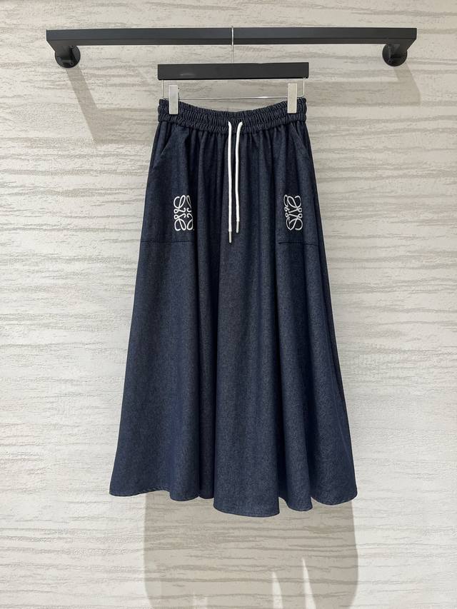 p290 Loewe denim A-line skirt, featuring the brand's signature Anagram embroider