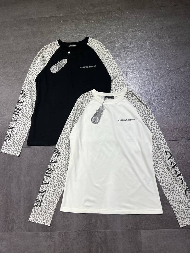 p220 Chrome Hearts, Cross and Sanskrit Print Leopard Print Raglan Sleeve T-Shirt