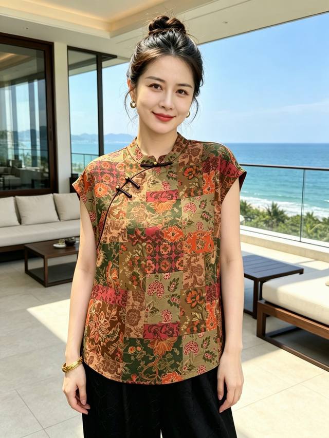 特价310 2026夏季新款 桑蚕丝香云纱,过薯茛和泥工艺,新中式 拼布繁花 上衣上线 香云纱质感自带柔光滤镜 复古花布拼接,把东方美学穿在身上 偏襟 特价310 2026夏季新款 桑蚕丝香云纱,过薯茛和泥工艺,新中式 拼布繁花 上衣上线 香云纱质感自带柔光滤镜 复古花布拼接,把东方美学穿在身上 偏襟