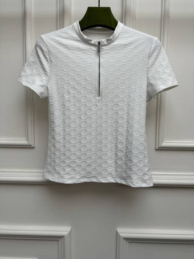 New Spring/Summer Arrivals! G Brand Jacquard Half-Zip T-Shirt, 2026 Spring/Summe