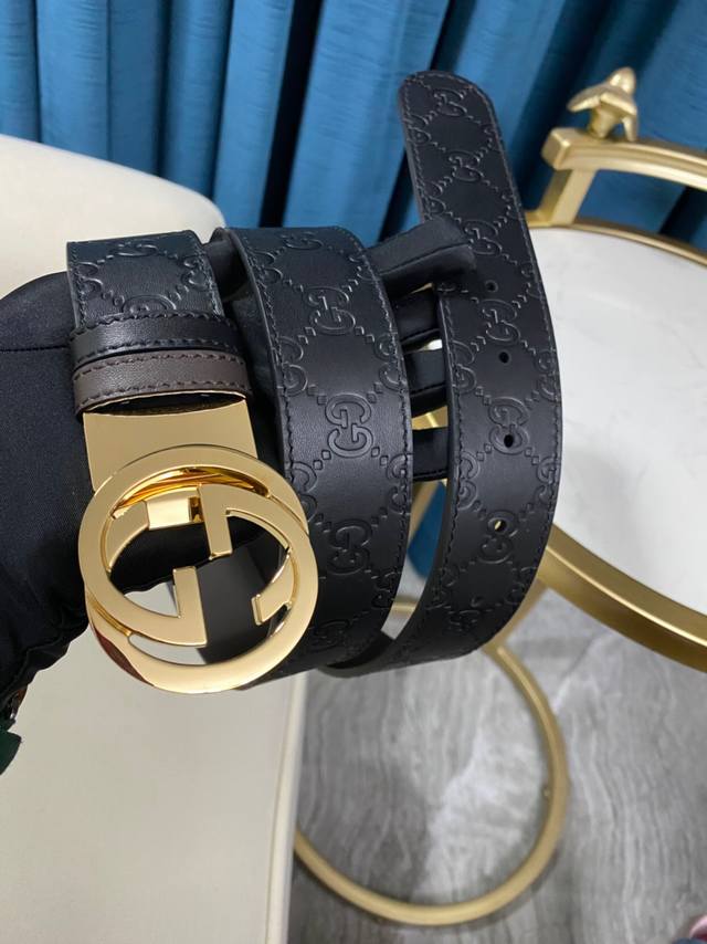p170 Men's Leather Belt Series Specifications 37Mm Gucc1 Signature Leather Rever