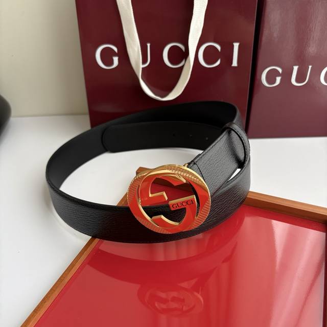190 Gucci classic goat print belt with original flat sole and premium steel buck