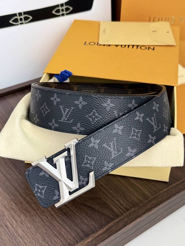160 Original Packaging +1.0 LV Black/Grey Gradient Monogram Canvas Leather Belt