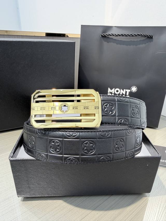 p200 Montblanc Men's Automatic Belt - 34mm Width, Premium Steel Buckle, Soft to