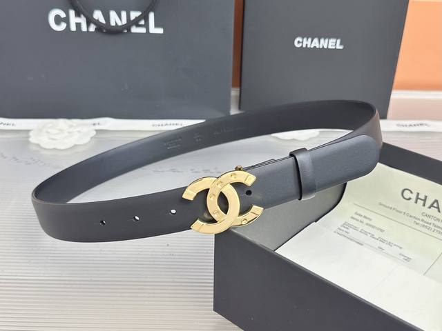 190 Chanel 3.0cm belt, top-grain cowhide, length: 75.80.85.90.95.100.105.110 Eur
