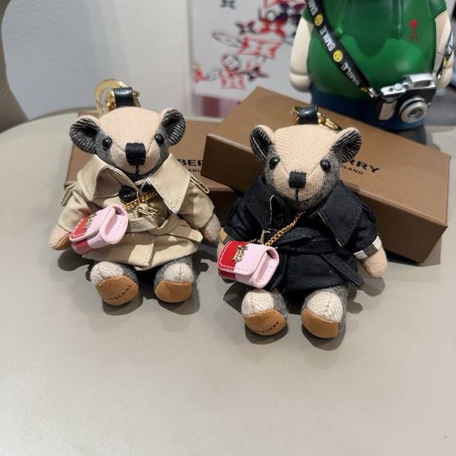 160. Burberry teddy bear charm, Burberry trench coat bear crossbody mini bag key