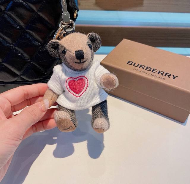 130 Burberry teddy bear keychain, a Burberry sweater teddy bear keychain that's