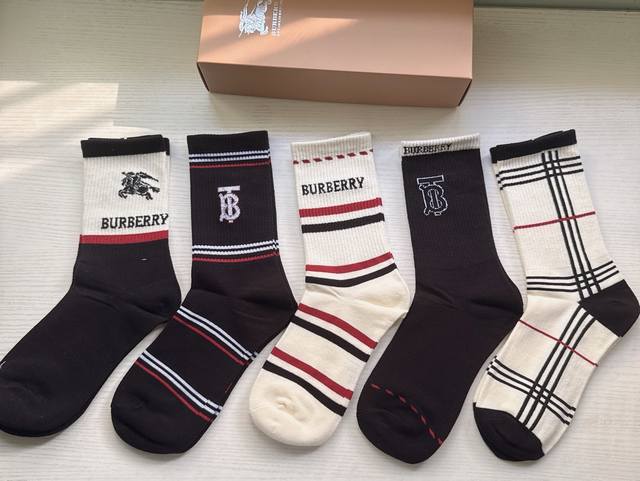 Special offer: Burberry women's knee-high socks, box of five pairs, featuring a