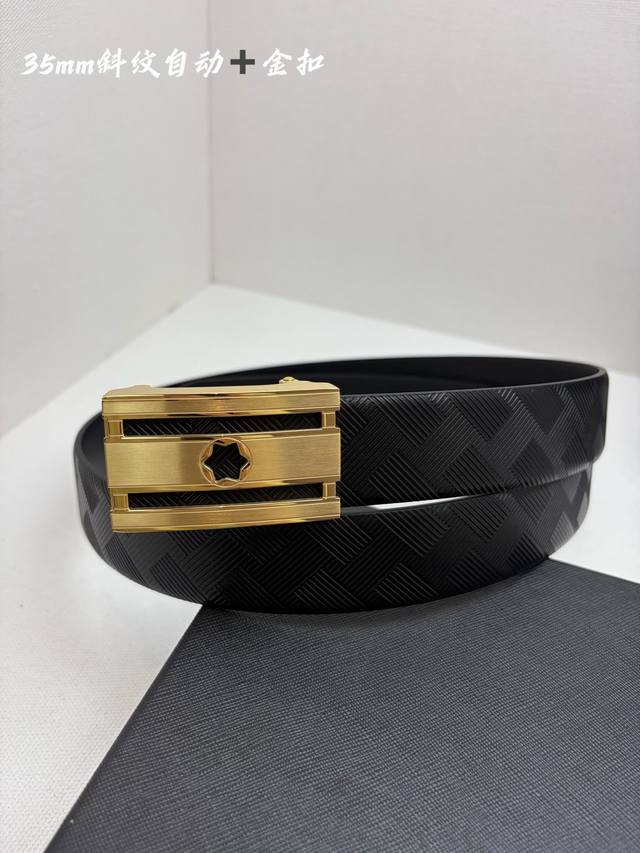 p210 Montblanc Men's Automatic Belt - 35mm Width, 316L High-Quality Steel Buckle