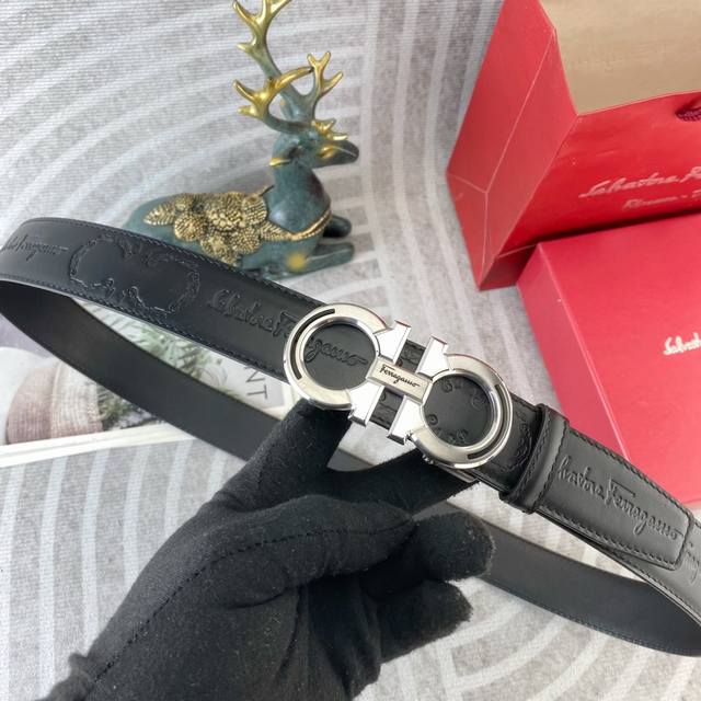 Ferragamo Special Leather Belt, Automatic Belt Series, Original Hardware, High-Q
