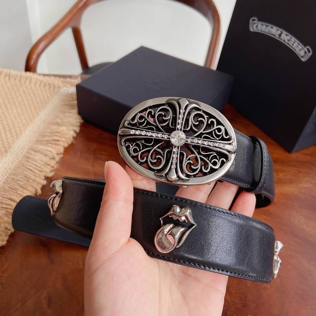 340 Chrome Hearts full studded belt. Features diamond-encrusted Guardian hardwar