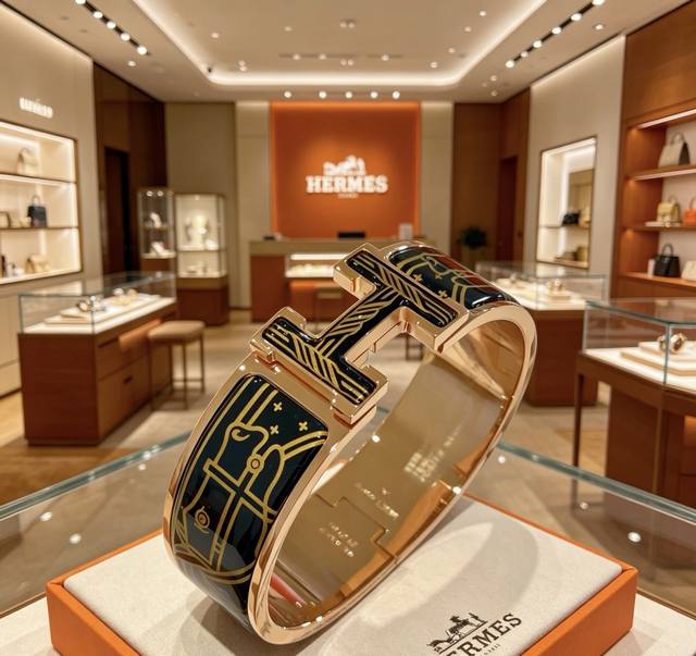 p310。 Hermes 爱马仕手镯 原版定制 20Mm宽版手环 珐琅工艺太考验师傅的手艺了 要确保色泽手工制作好 V金高端定制 女神 都爱爱马仕火爆手镯 超精