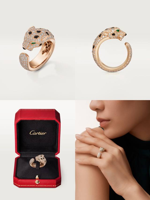 p70 Cartier 卡地亚豹子戒指 斑点猎豹戒指满钻戒指 出货 经典贵族范儿、奢华满钻抚媚豹子设计 亚金材质电镀18K金！搭配祖母绿豹眼 使豹子神态更加动人