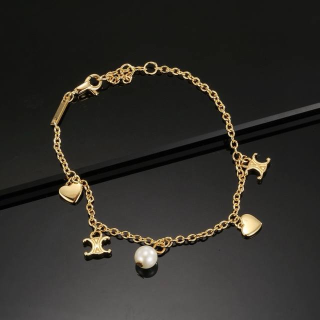 p70 Xiaohongshu Hot Selling Celine Arc de Triomphe Bracelet! Made of genuine gol