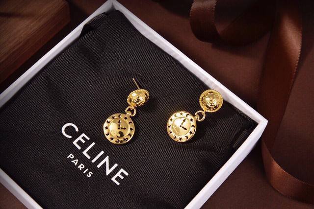 p60Celine's new clock stud earrings feature a unique and distinctive design that